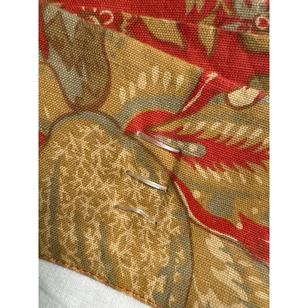Pottery Barn Curtains 50x84 Madeline Red Floral Cotton Linen Lined Panels